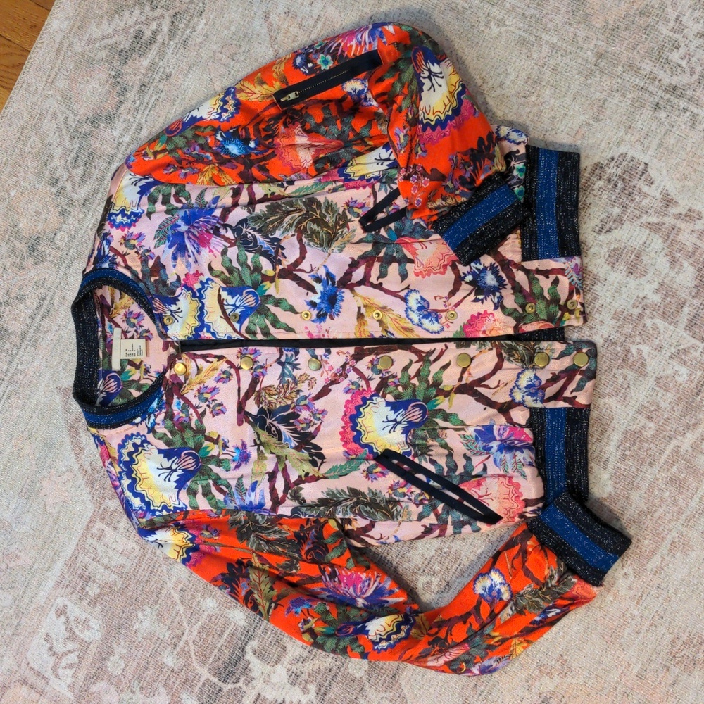 Floral Satin Bomber Jacket Size 6